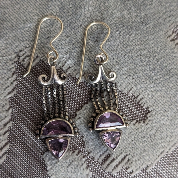 Sterling silver amethyst earrings - Picture 3 of 4